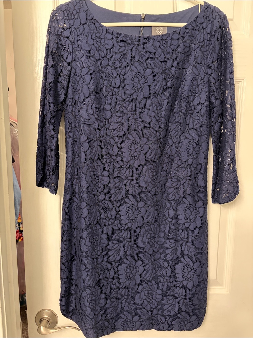 Vince Camuto Navy Lace Sheath Dress